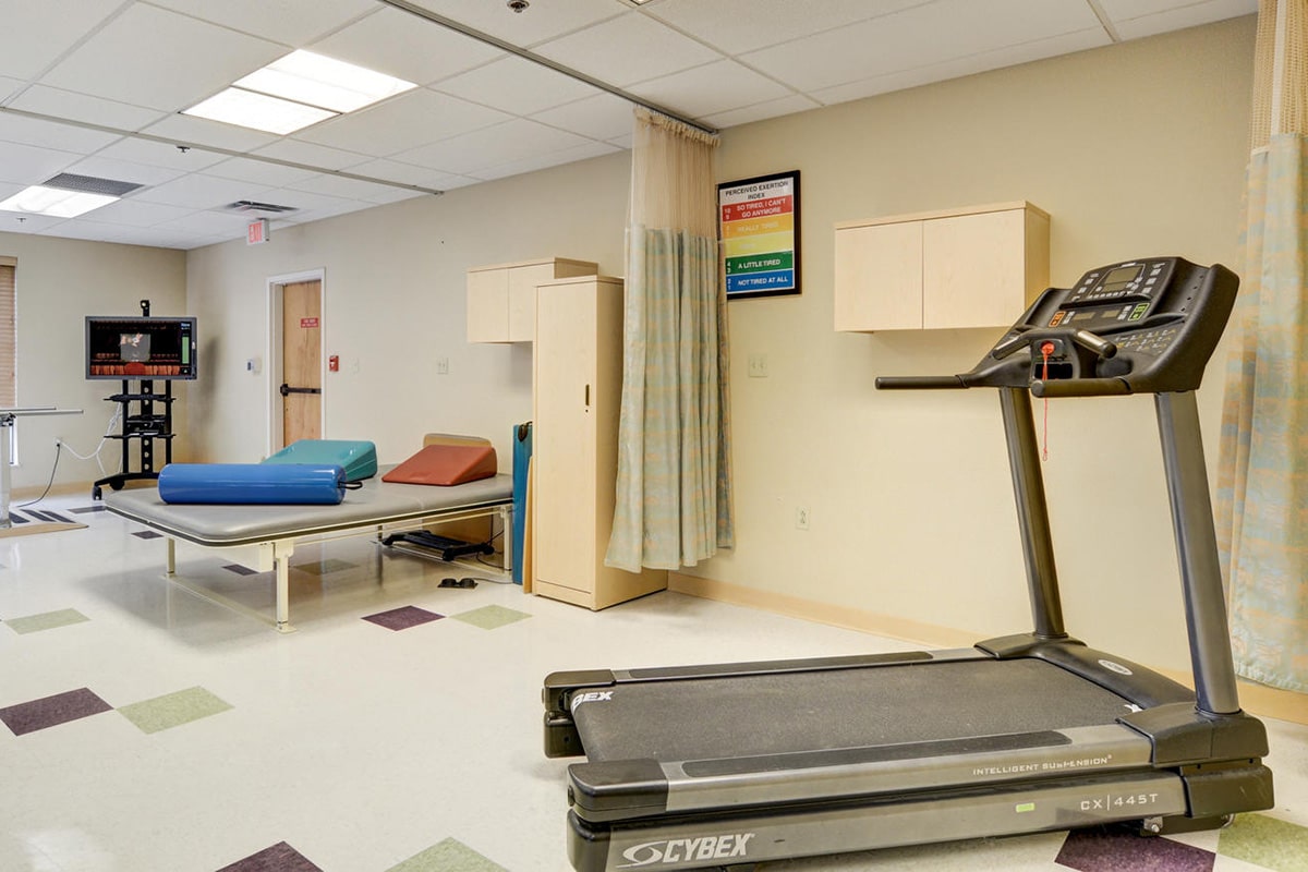 The rehab gym equipment at Highland Hills